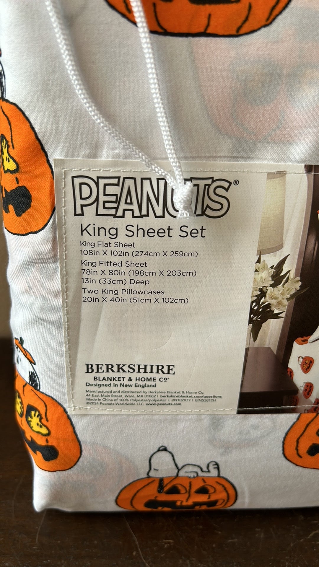 New Peanuts Snoopy Jackolantern Spooky  Halloween King Sheet Set Pumpkin