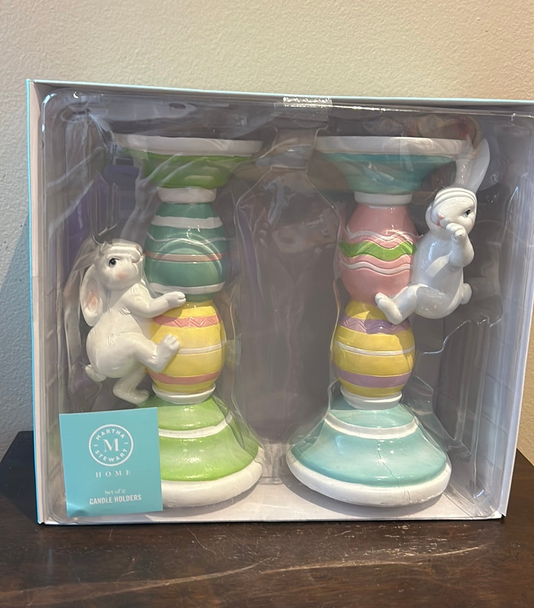 NEW Martha Stewart Easter Bunny  2024 Pastel Bunny Candle Holders Set of 2