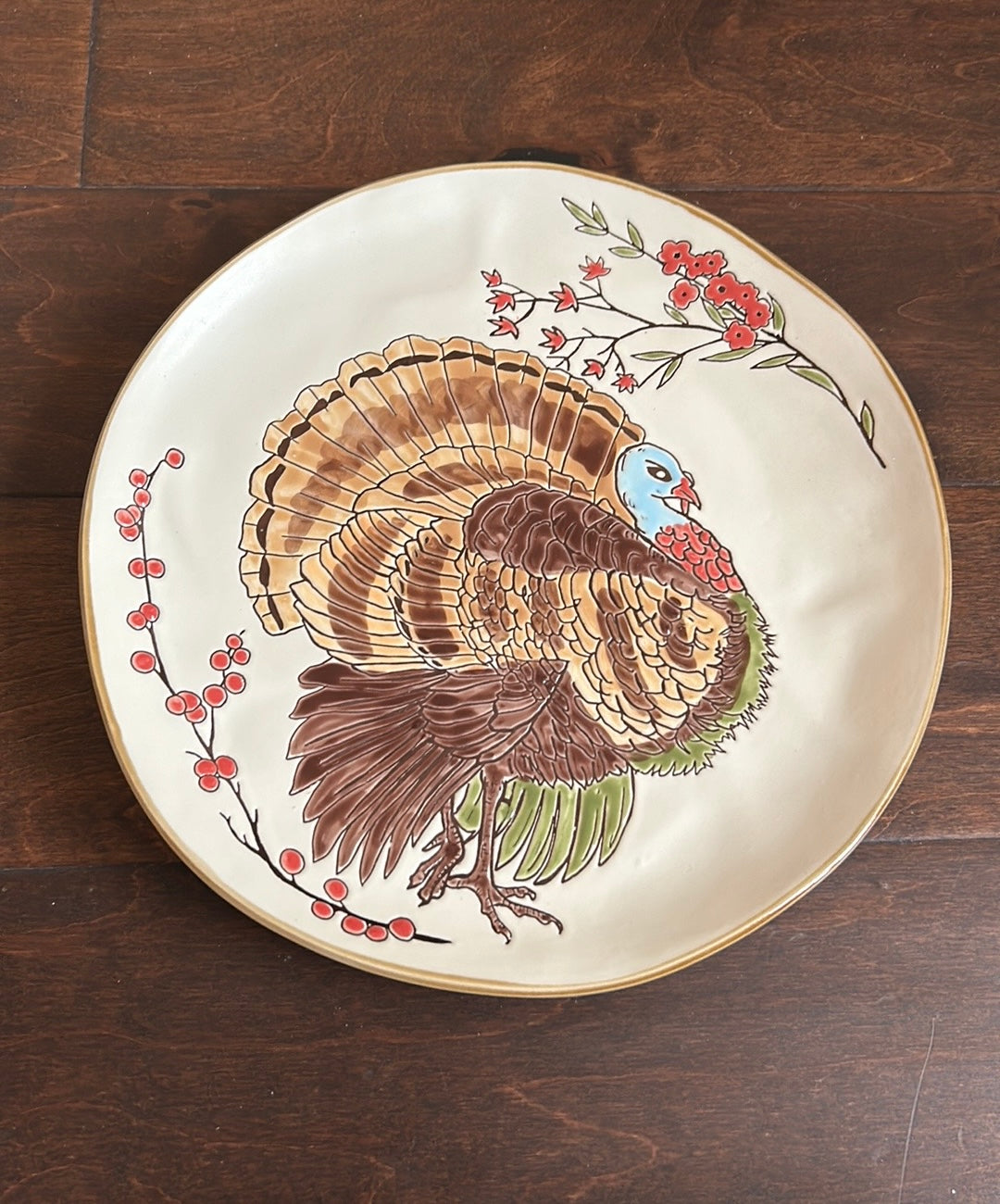 Spectrum Designz Set Of 4 Turkey Plates New Thanksgiving Dinner Ceramic 11”