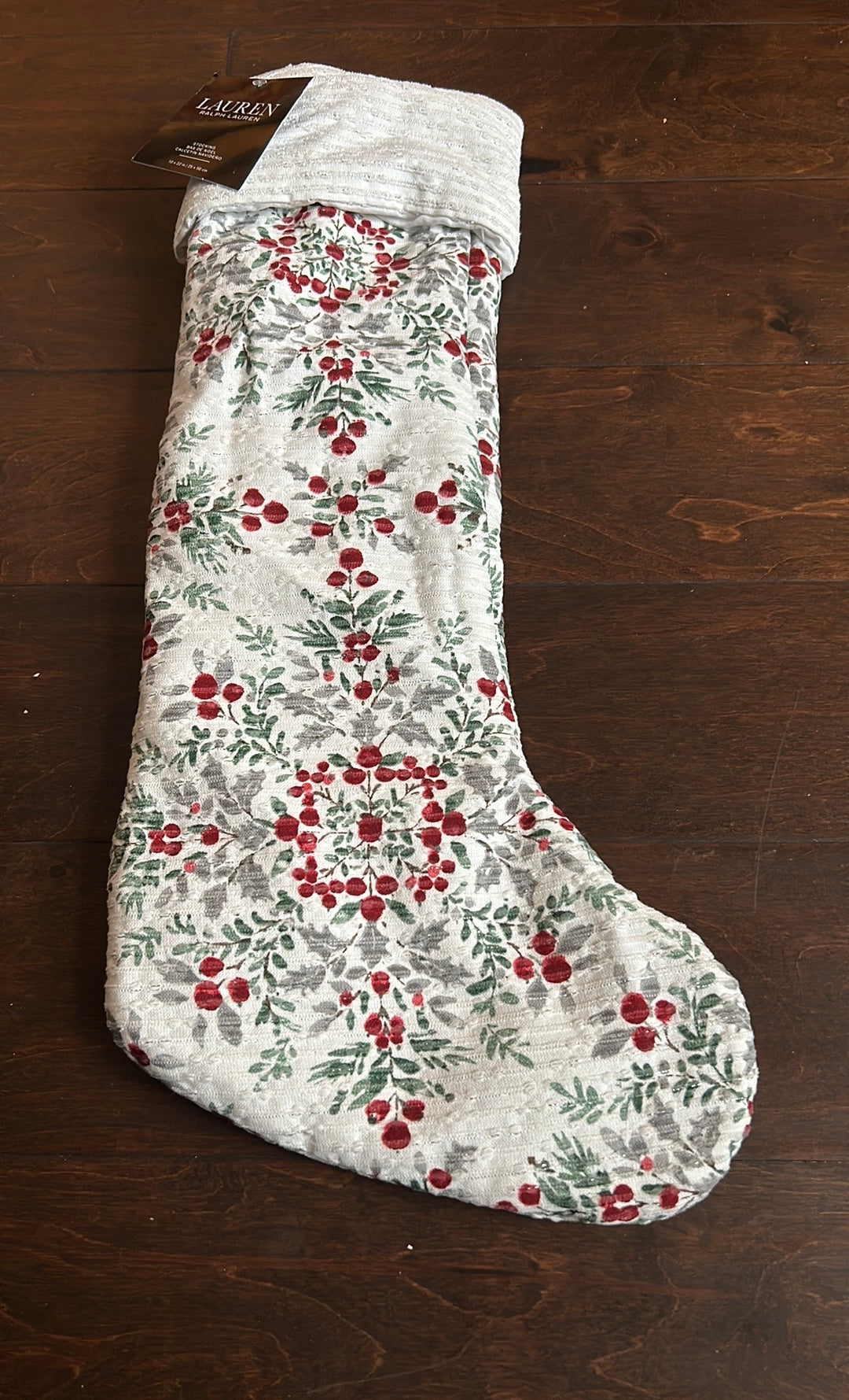 Ralph Lauren Christmas Stocking Red Berries New Metallic 22”
