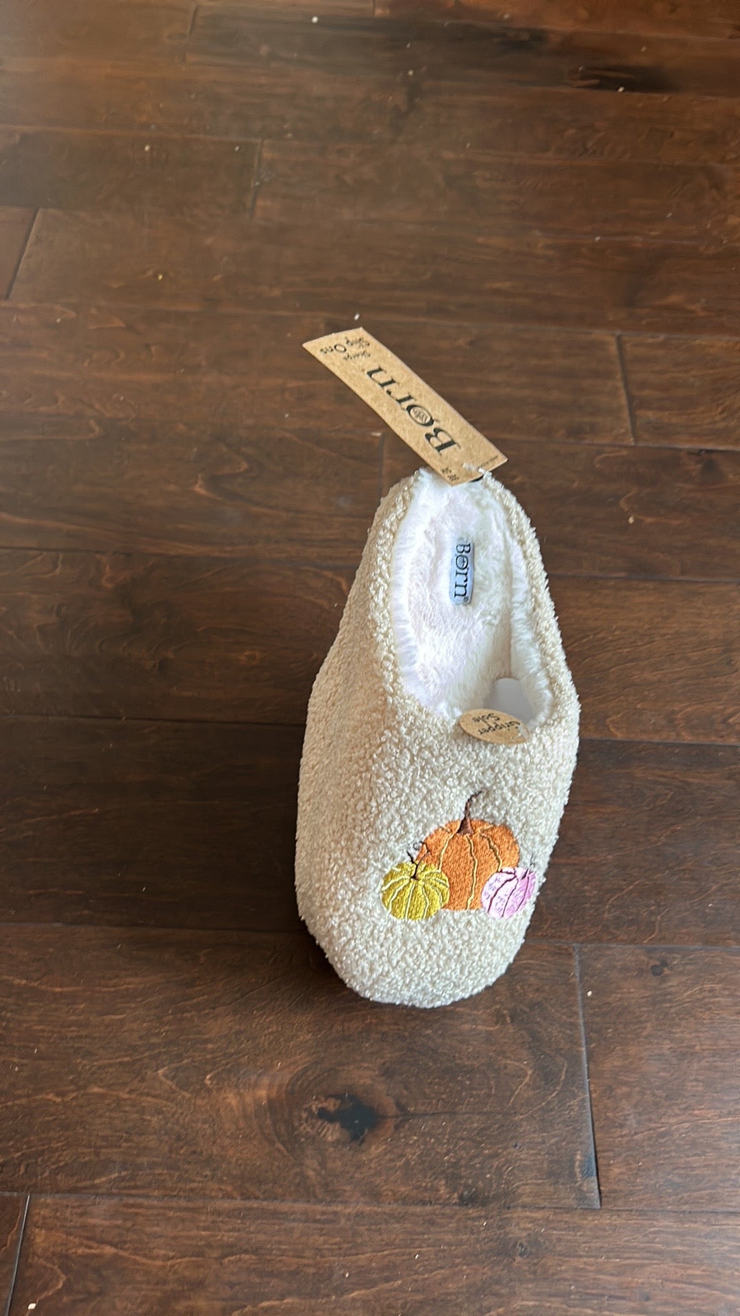Born Womens Slippers Faux Sherpa Fur Sz M/L Slip On Fall Pumpkin