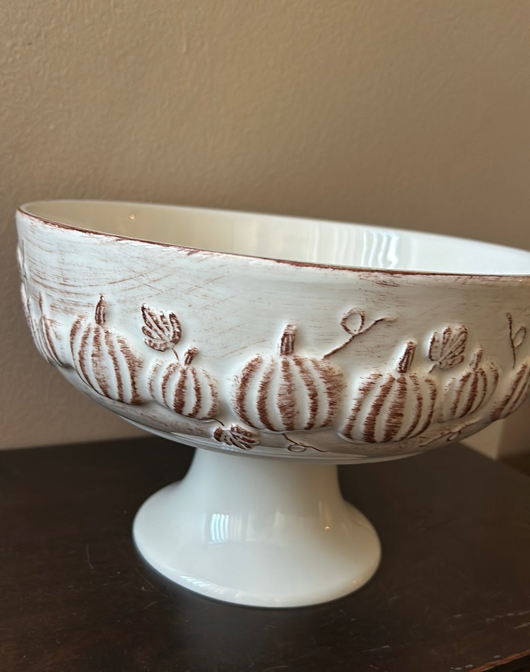 Farval Ceramics New Centerpiece Pedestal Fruit Bowl Fall Pumpkins Thanksgiving