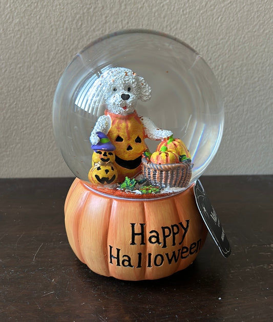 Martha Stewart Musical Globe Happy Halloween Pumpkin Dog New