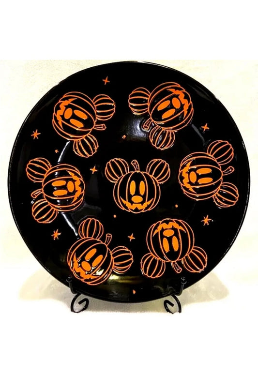 x4 Zrike Mickey Mouse Halloween Dinner Plates Set of 4 Black Pumpkin Spider Web