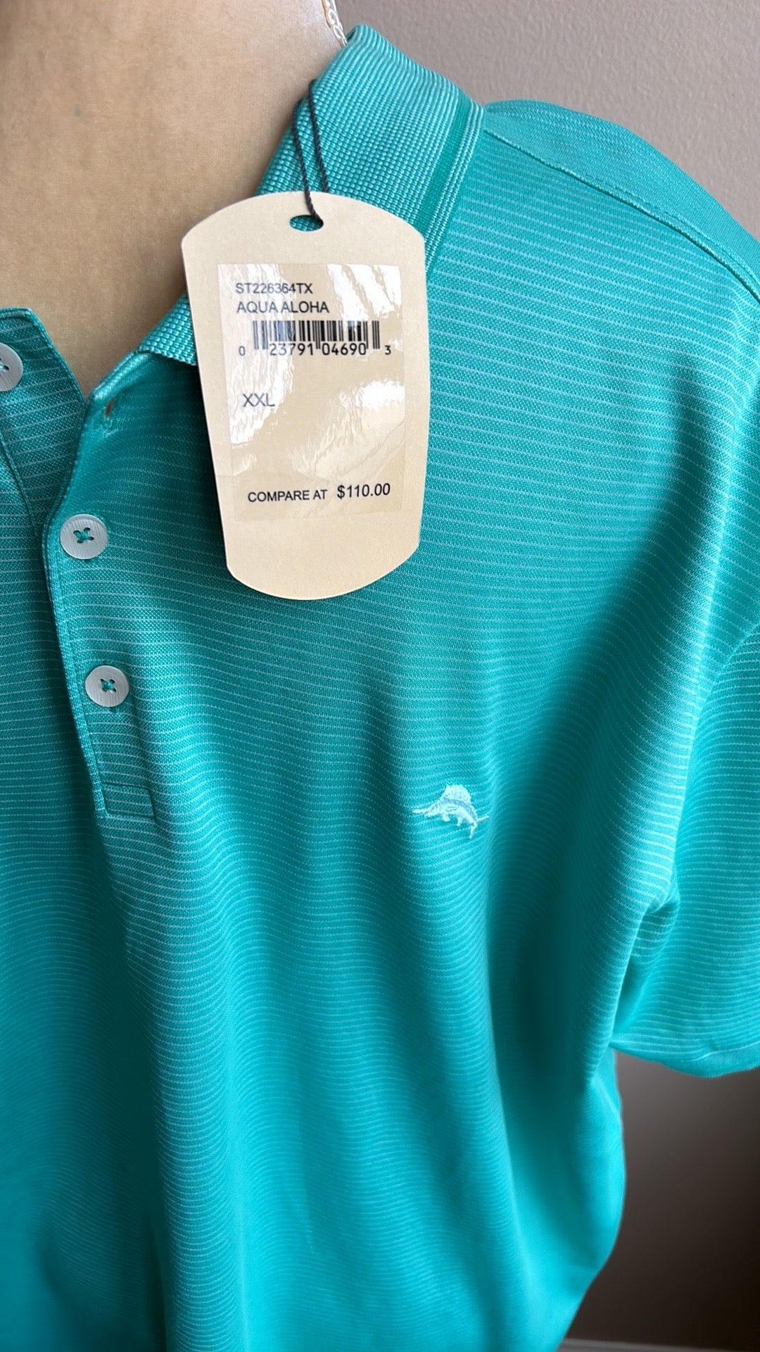 NEW TOMMY BAHAMA MENS SHORT SLEEVE POLO SHIRT AQUA ALOHA GREEN 2XL