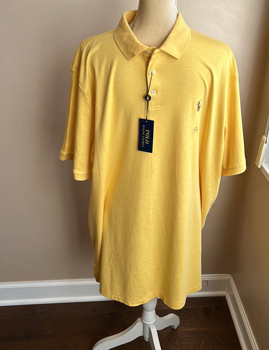 Polo Ralph lauren Mens Yellow Polo shirt Sz 2XL NWT Pony Logo Short Sleeve