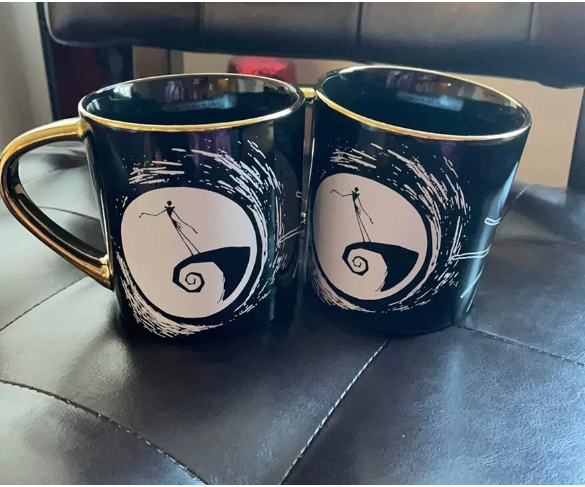 Disney Nightmare Before Christmas Mugs Jack Skellington Set Of 2 New Black