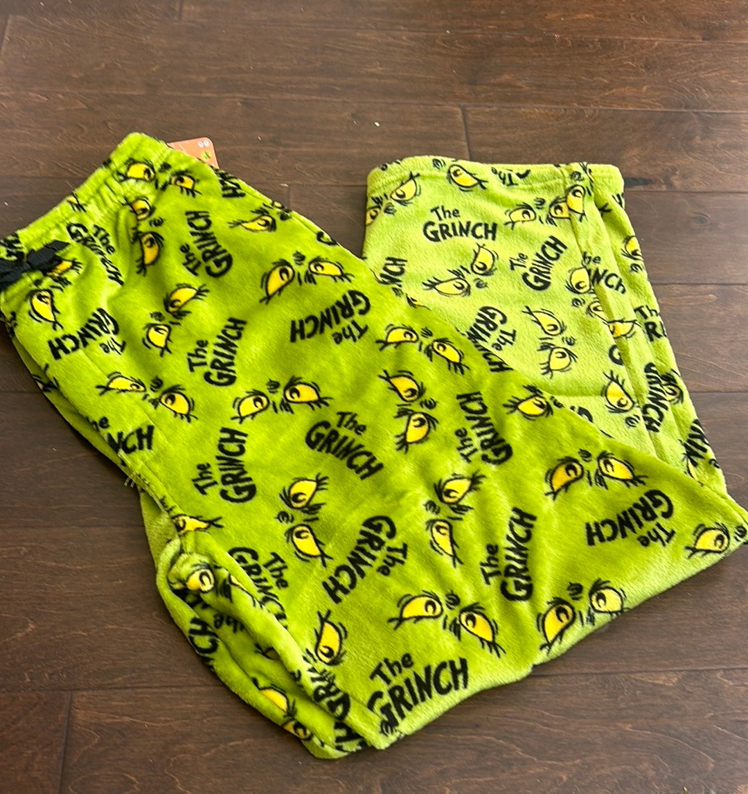 Grinch Mens Pajama Pants NWT Plush Halloween Green