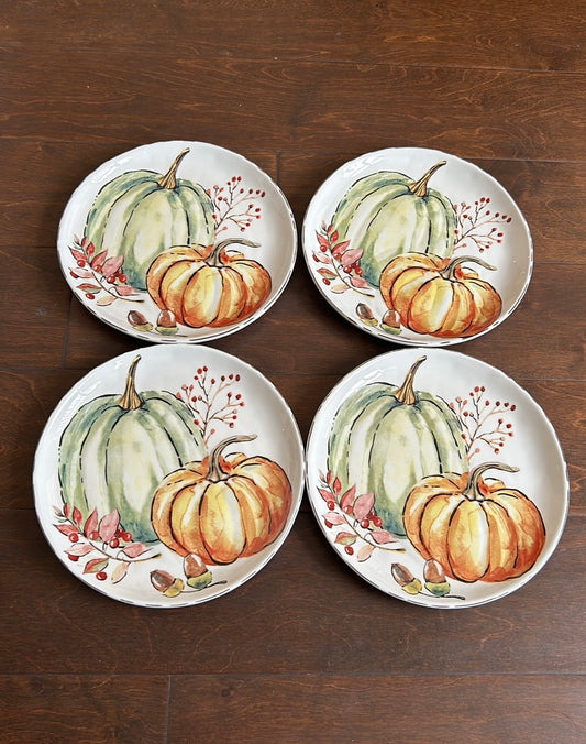 Potters Studio Set Of 6 Salad Plates New Pumpkin Fall Thanksgiving