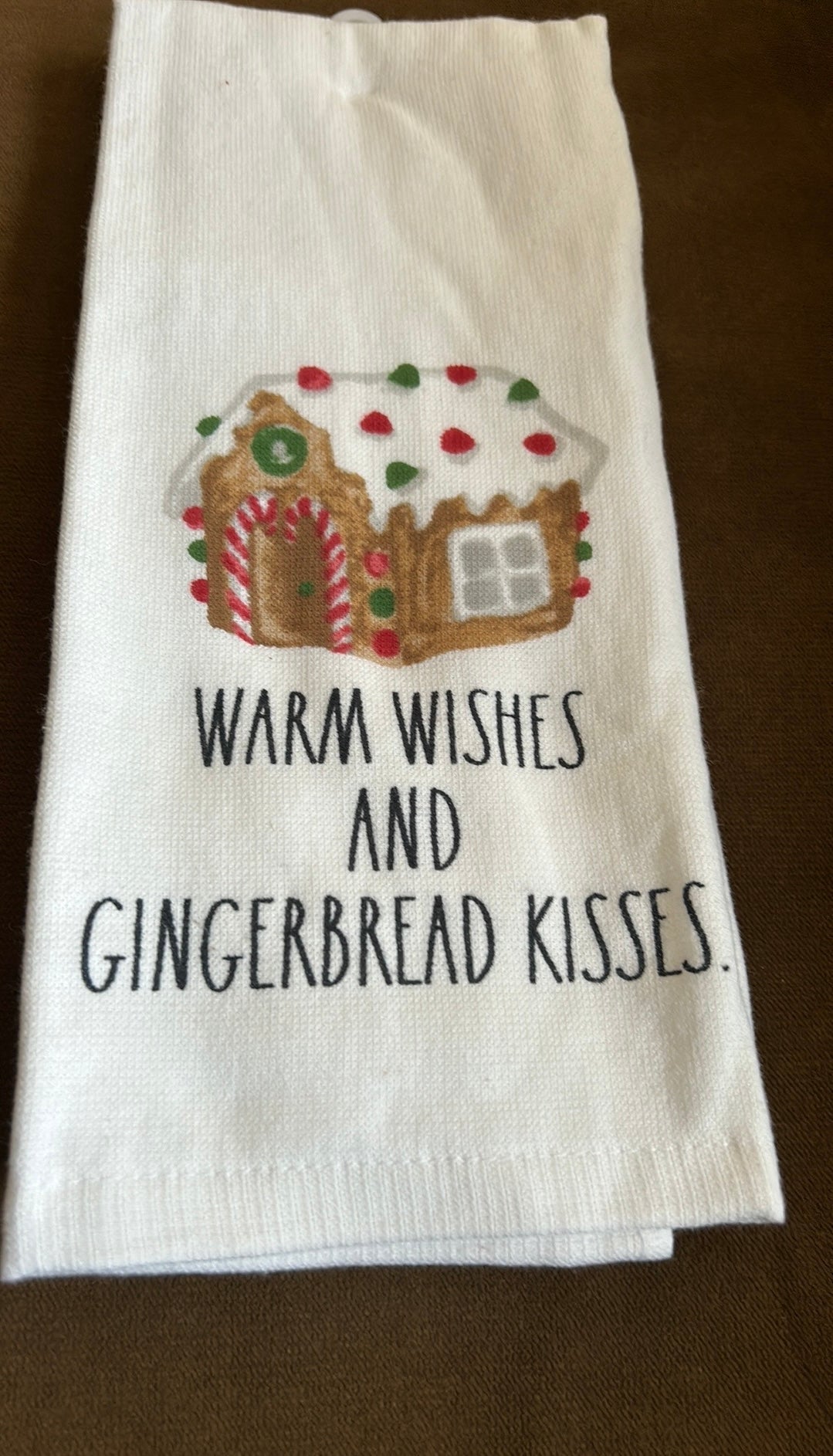 Rae Dunn Christmas Warm Wishes & Gingerbread Kisses 2 Towels Cotton