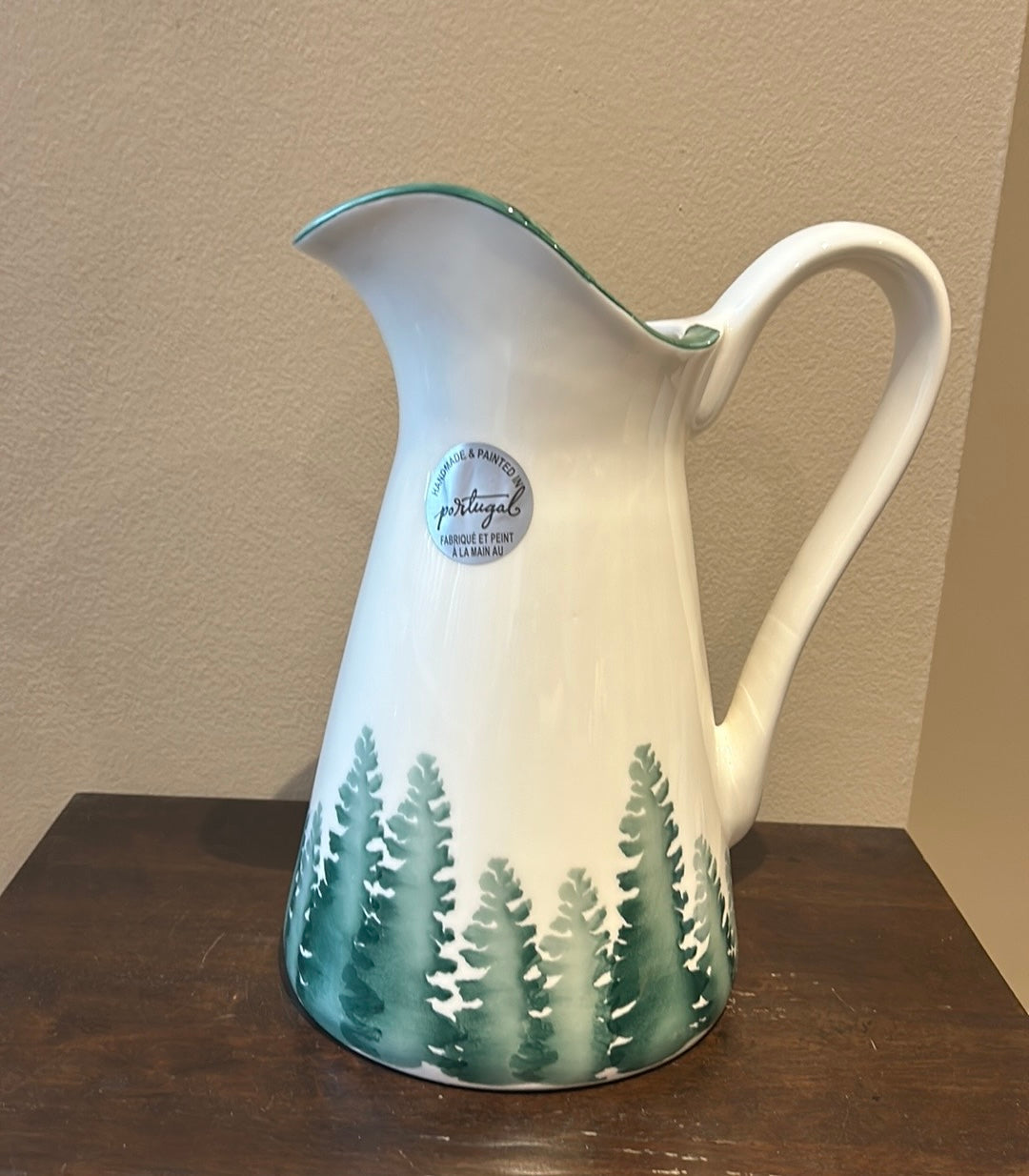 Farval Ceramics New Pitcher Christnas Evergreen Trees Handcrafted In Portugal