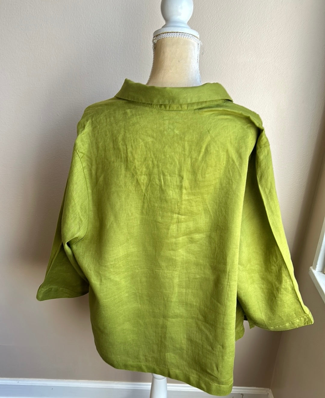 Sigrid Olsen Womens Plus Sz 3X Linen Blouse Top New Olive Green