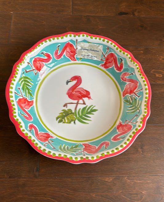 Tommy Bahama Large Salad Serving Bowl Melamine New 13.5” Flamingo