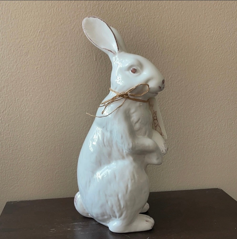 Cute Hip hop Ceramic Bunny Rabbit Easter Tabletop Figurine New 13” Tall