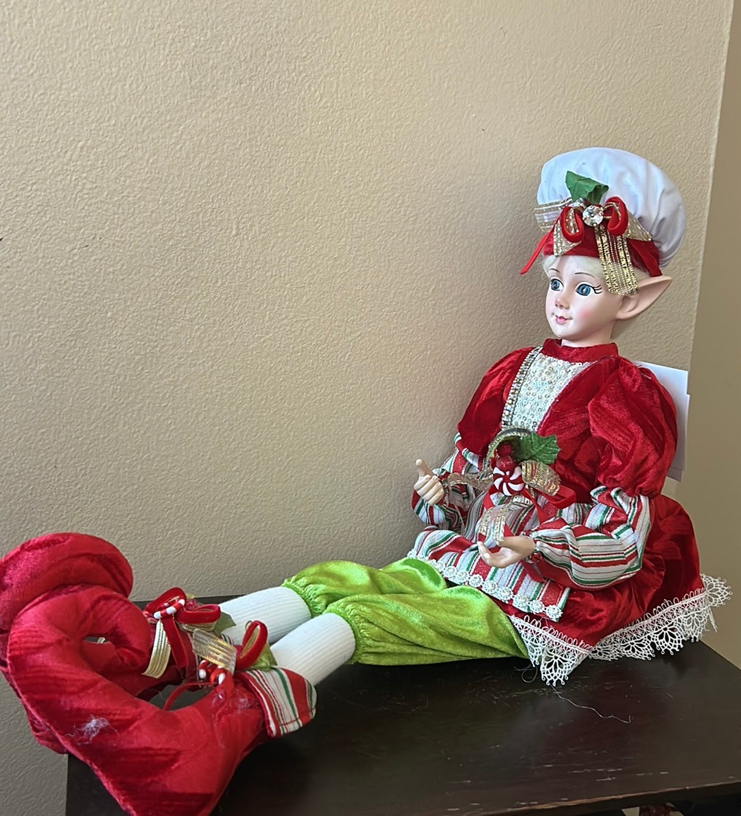 Large Martha Stewart Christmas Elf Fairy Doll Whimsical Red Green New Posable