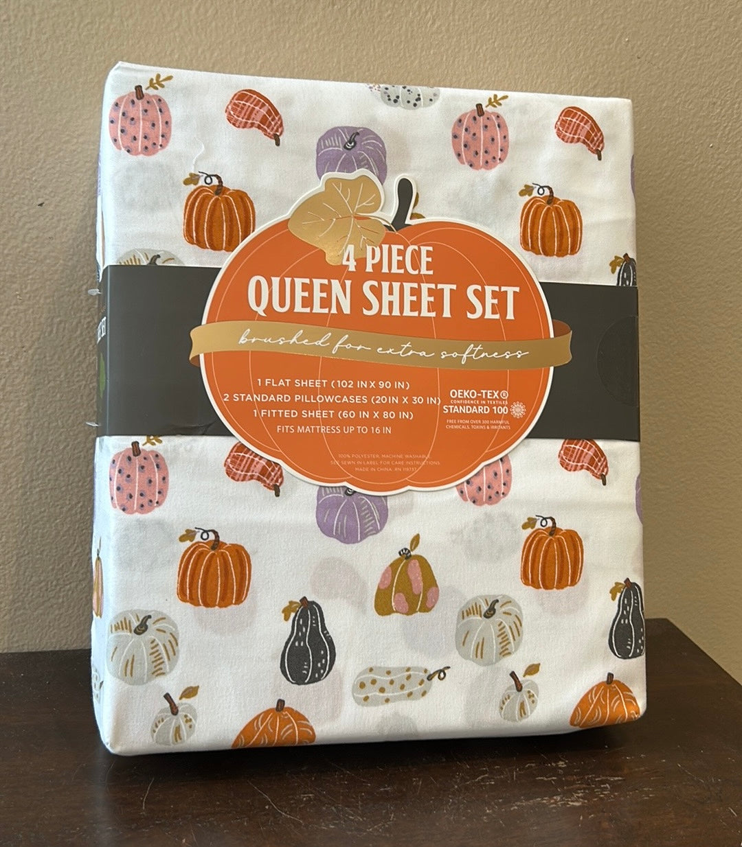 Envogue 4 Pc Queen Sheet Set New Colorful Pumpkin Print Fall Thanksgiving