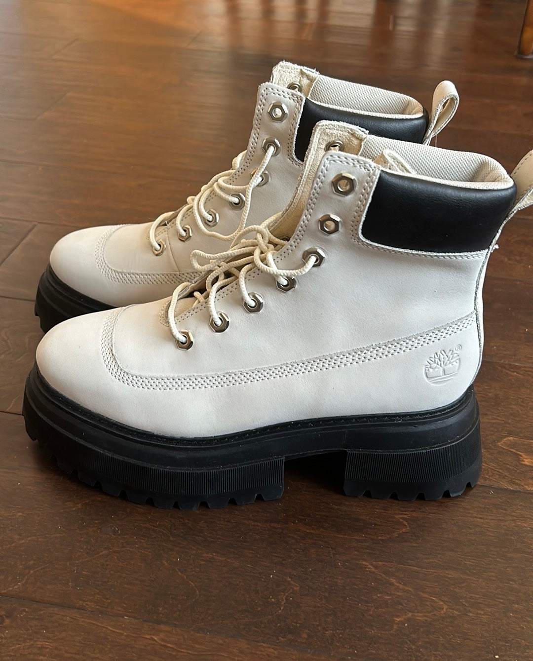 Timberland ReBOTL Sky Platform Boots Lace Up White Leather Women's Sz 7.5 Boots