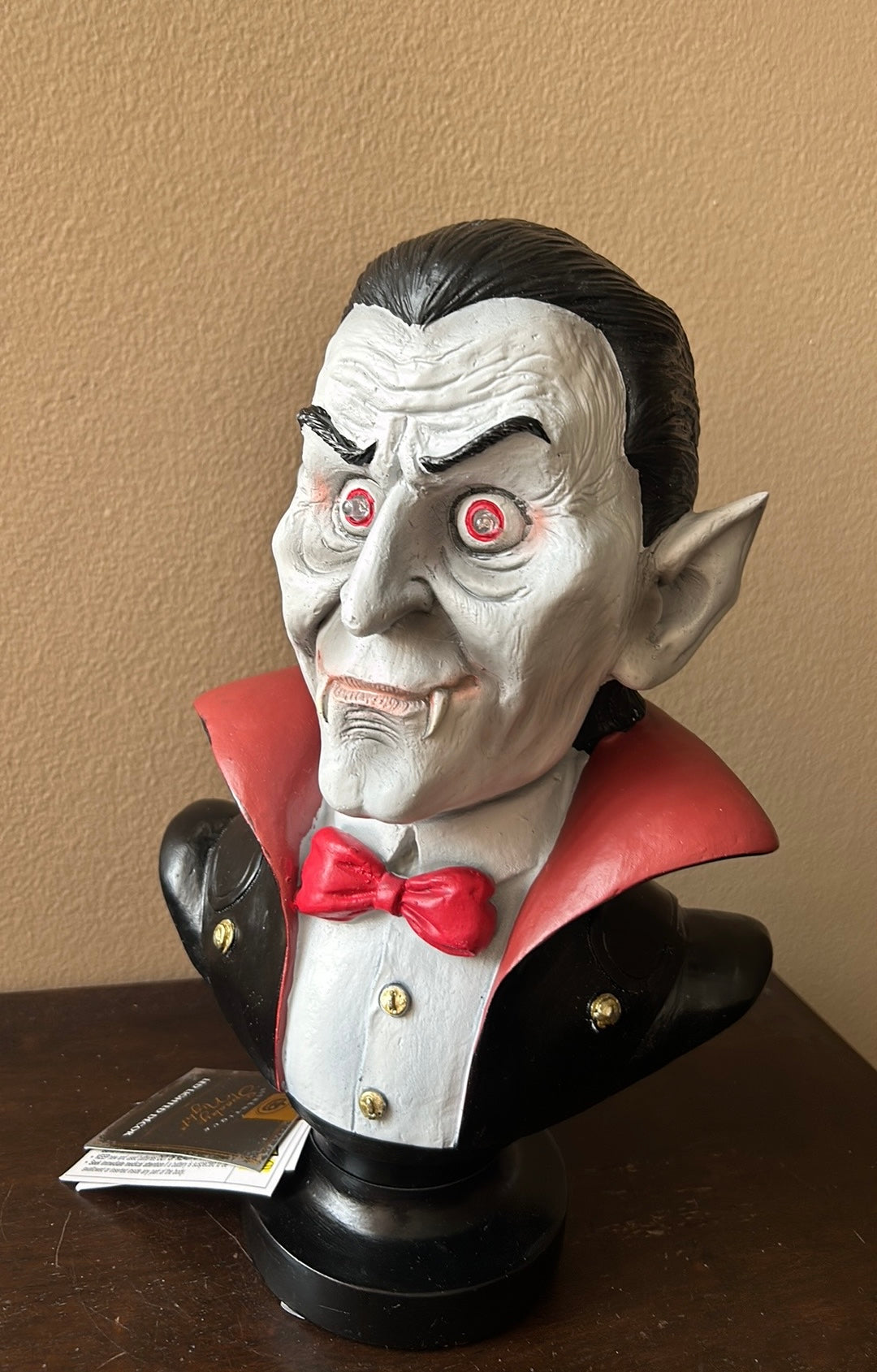 Count Dracula Light Up Halloween Bust Statue Decor 13” New Figurine