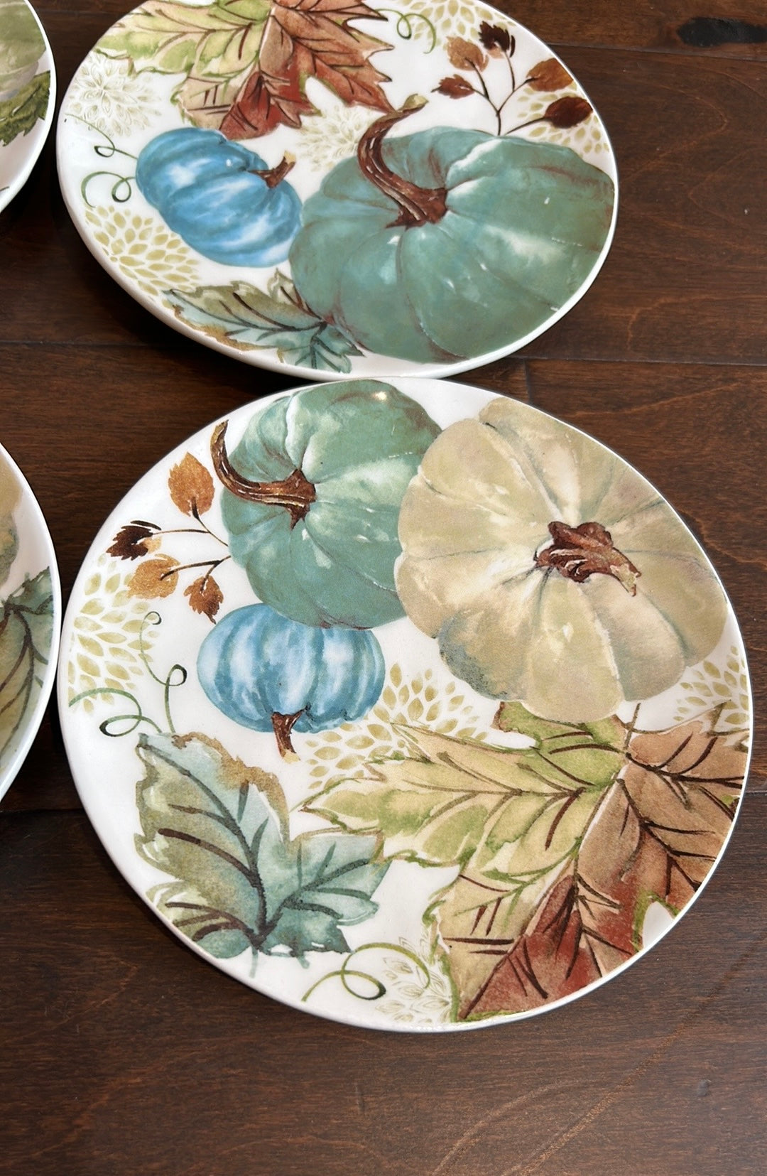 Potter’s Studio CERAMICS BOTANICAL PUMPKIN Appetizer Dessert Plates Set of 4 New