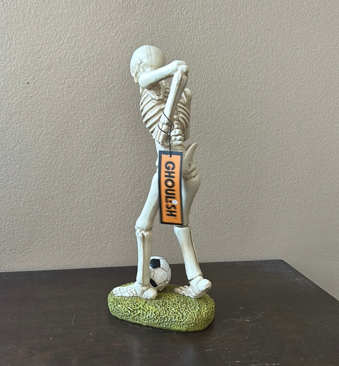 New Skeleton Playing Soccer Halloween Decor Figurine 11.5” Tall