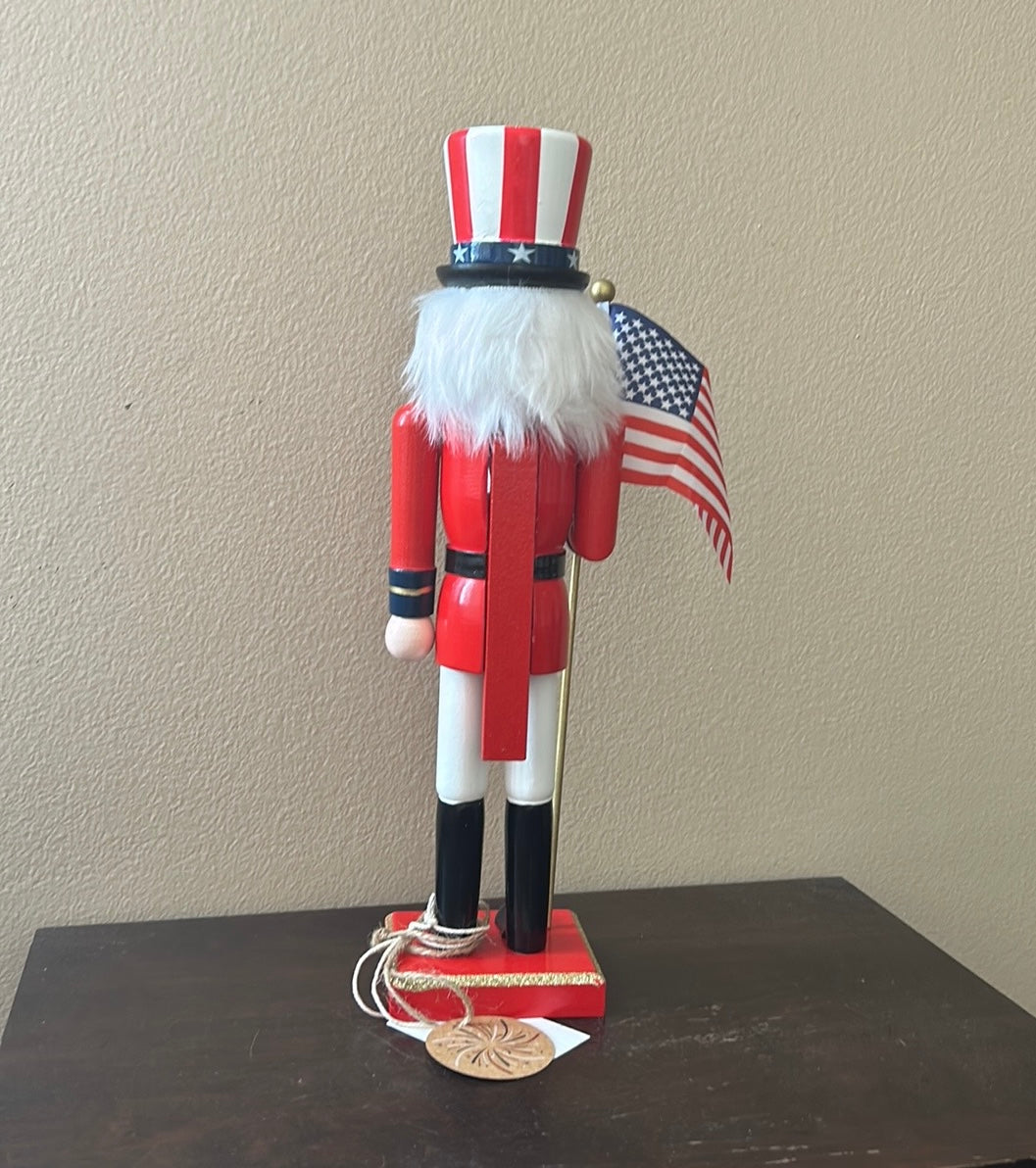 Stars & Stripes Americana Wood Nutcracker Eagle July 4th Red White Blue Flag