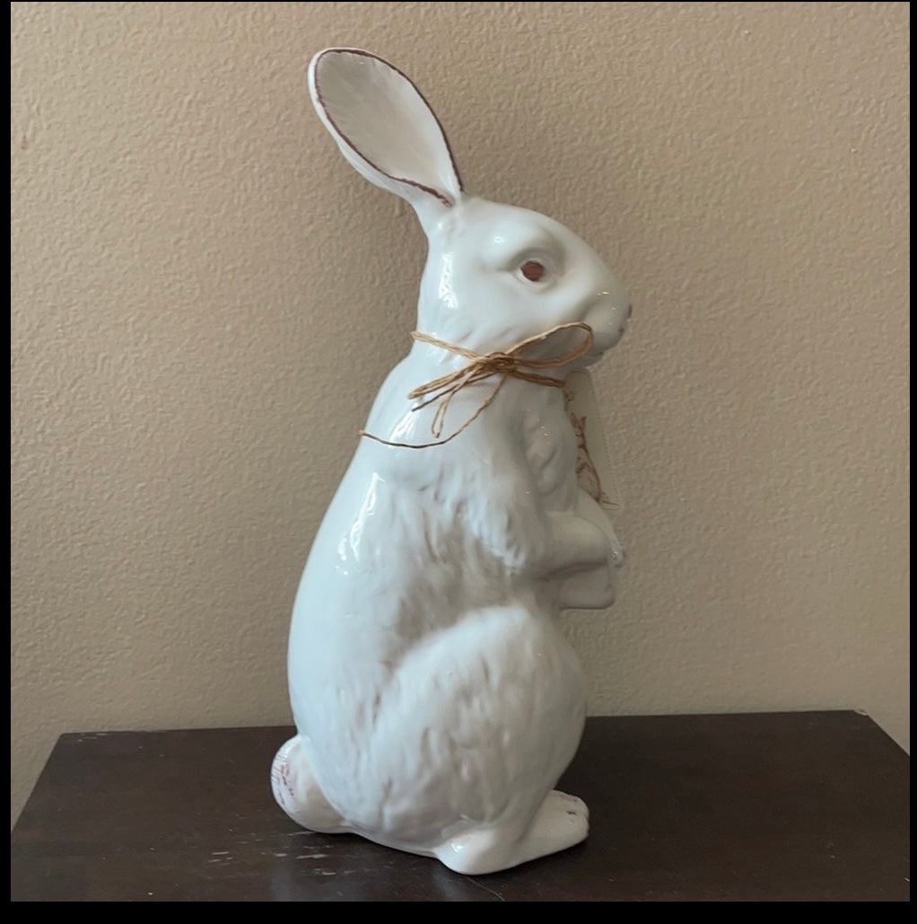 Cute Hip hop Ceramic Bunny Rabbit Easter Tabletop Figurine New 13” Tall