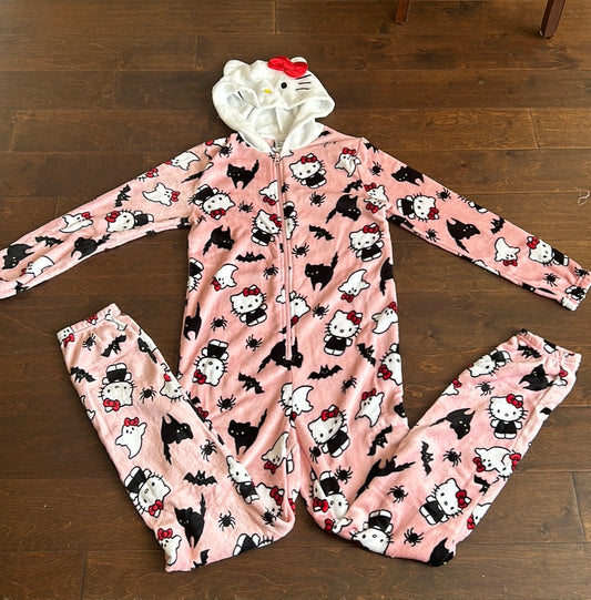 Hello Kitty Womens Union Suit One Piece Pajamas Pants Halloween Bats Cats