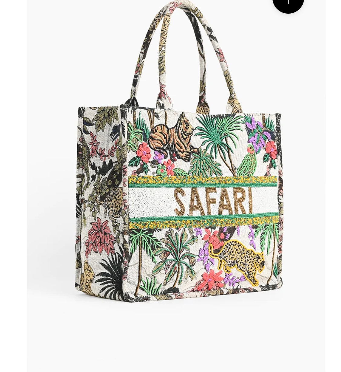 America & Beyond AFRICAN SAFARI EMBELLISHED TOTE Animals Jungle New