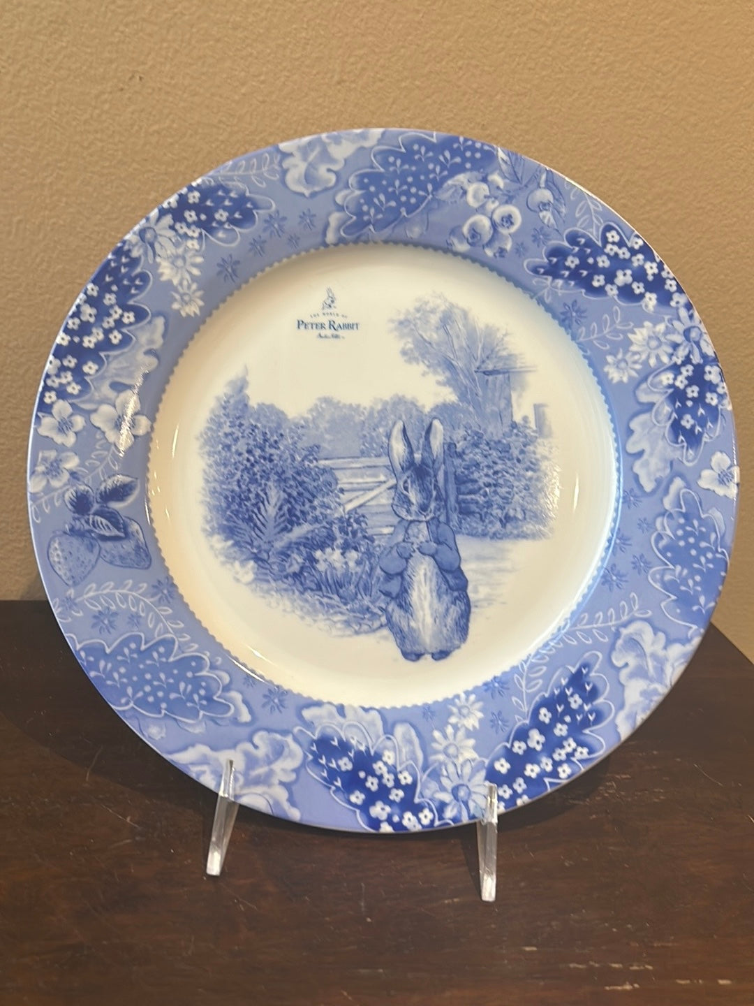 Peter Rabbit Dinner Plates Set Of 4 Easter Beatrix Potter, 10.5 "NEW Blue Toile