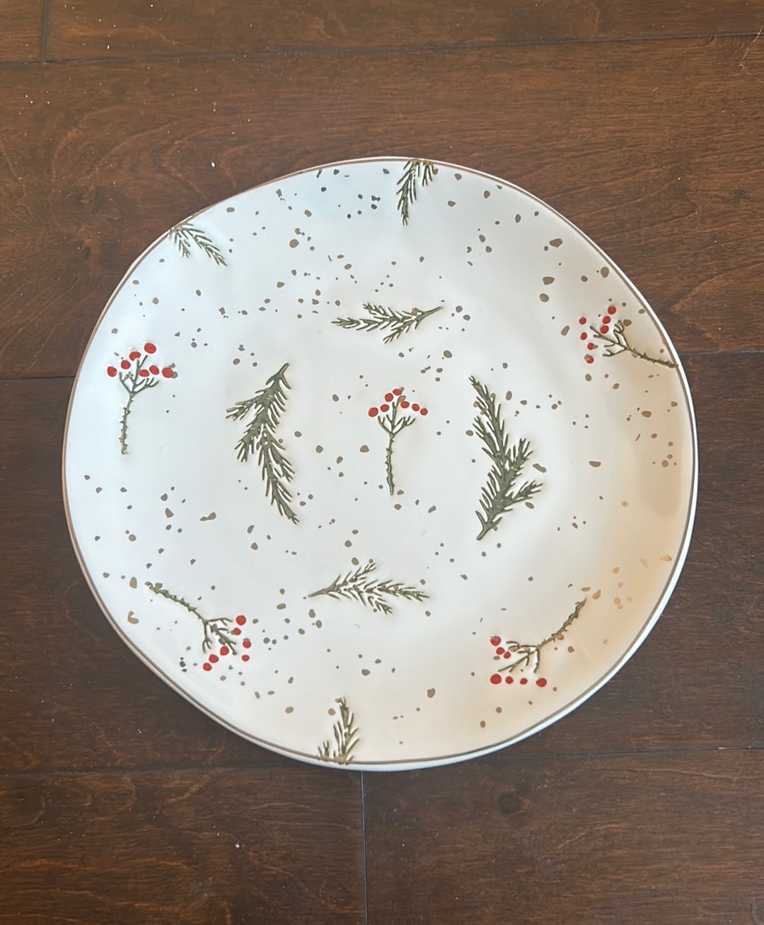 Potter's Studio PINE BOUGH BRANCH AND HOLLY BERRY Ceramic Dinner Plate Set Of 6