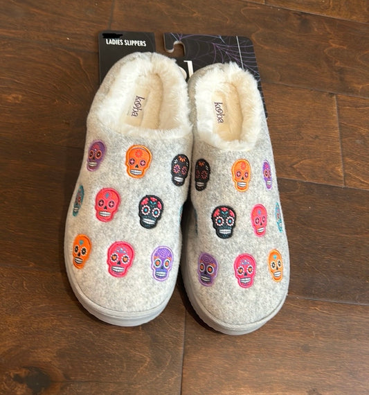 Kooba Ghost Adult Dia Del Muertos Faux Fur Ladies Slippers Fall