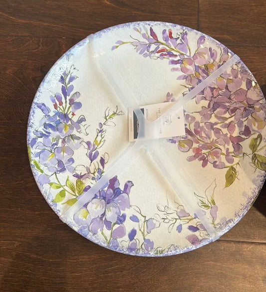 Farmhouse Rachel Ashwell Melamine 4 Dinner Plates Lavender Purple Floral