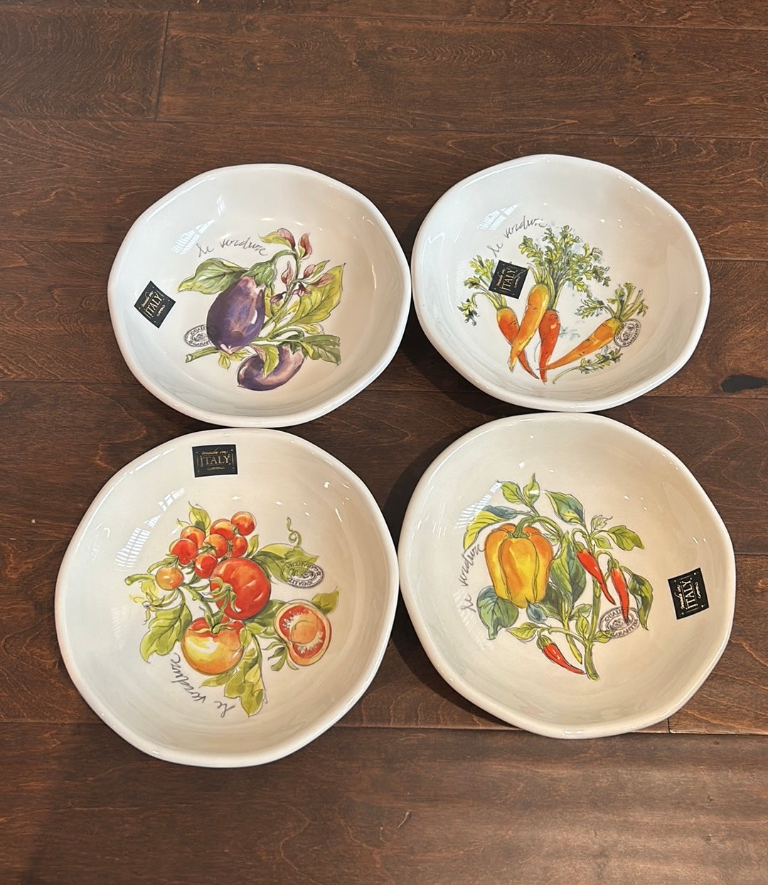 Effetti Set Of 4 Salad Bowls Made In Italy Ceramic New 8.5”