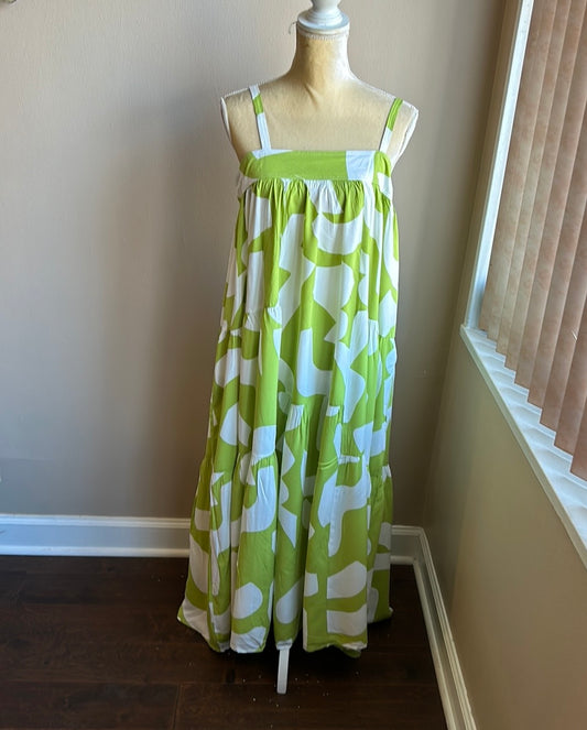 Abel the Label Anthropologie Bright Citron  Maxi Dress NWT Strappy Boho