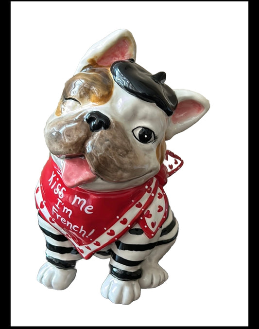 Blue Sky Clayworks Valentines Day FRENCH BULLDOG “KISS Me I'm French” Figurine