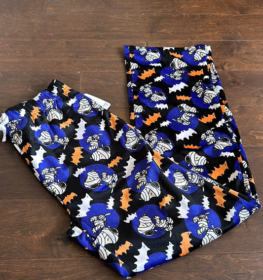 Peanuts Mens Halloween Mummy Snoopy Print Bats Pajama Pants New Velvet