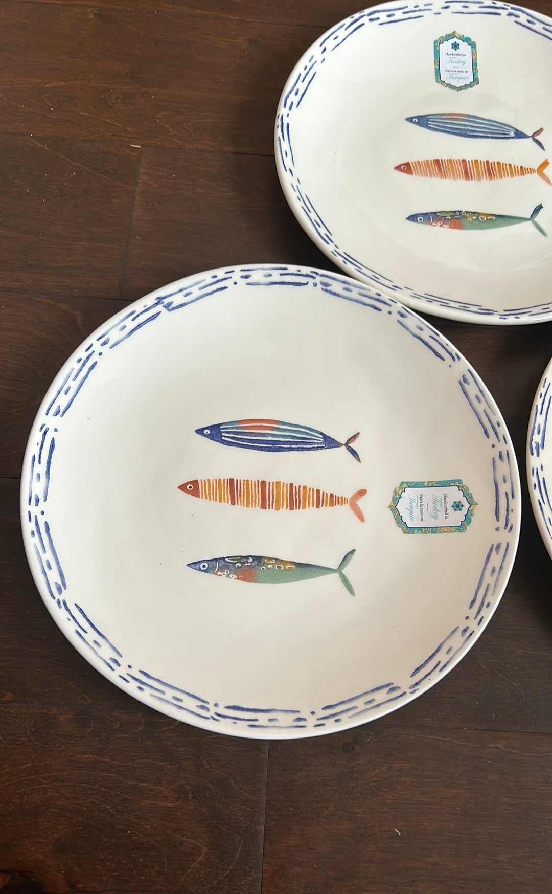 3 Papart Colorful Swimming Fish 10 3/4" Dinner Plates Handpainted Turkey NEW