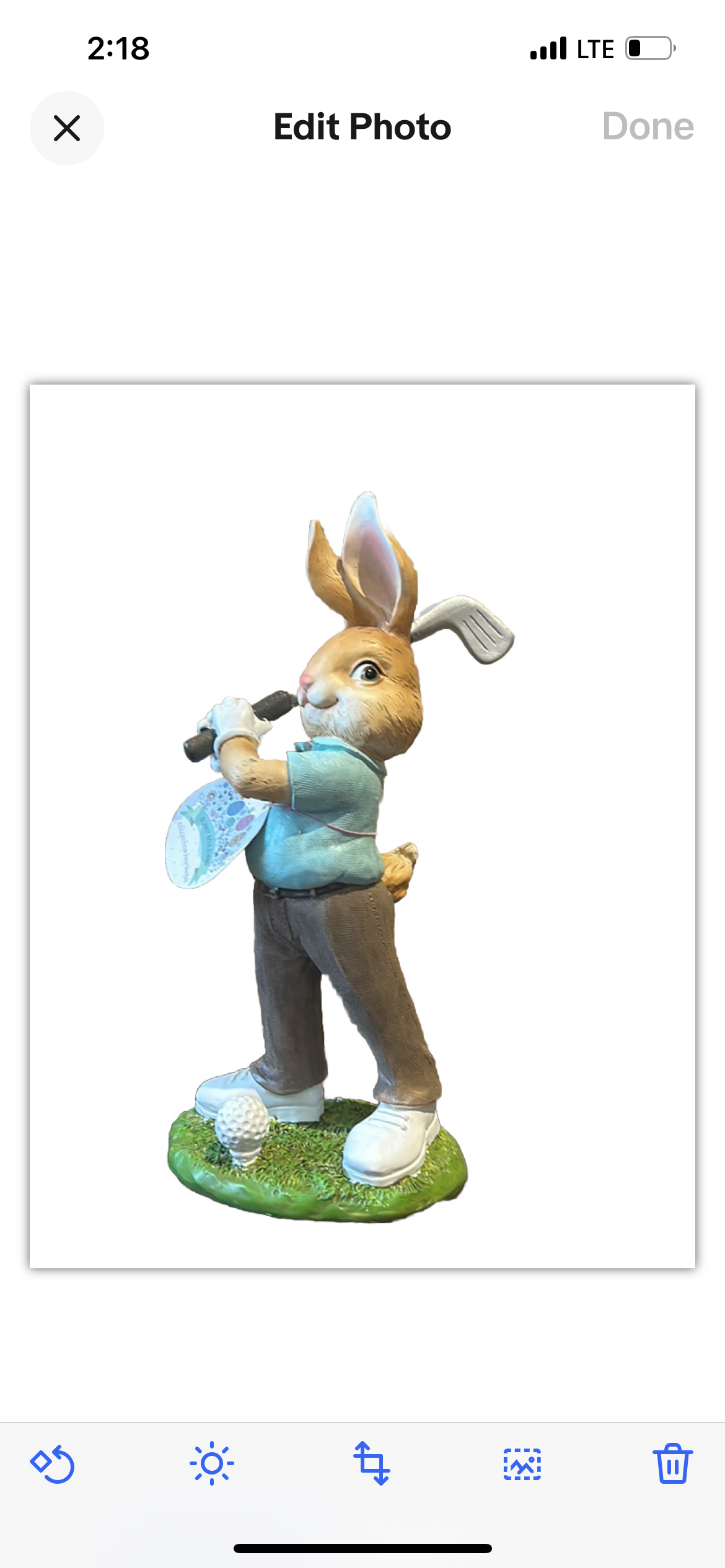 Cute Easter Bunny Playing Golf New Figurine 13” Tall