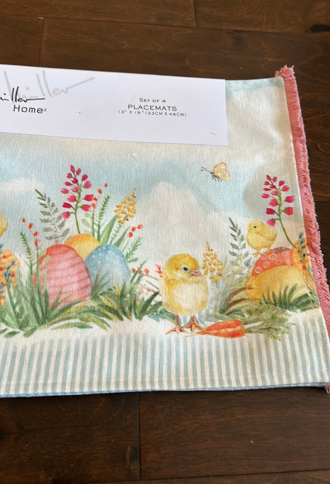 Nicole Miller Spring Garden Easter Eggs Chicks Floral Placemats Set Of 4