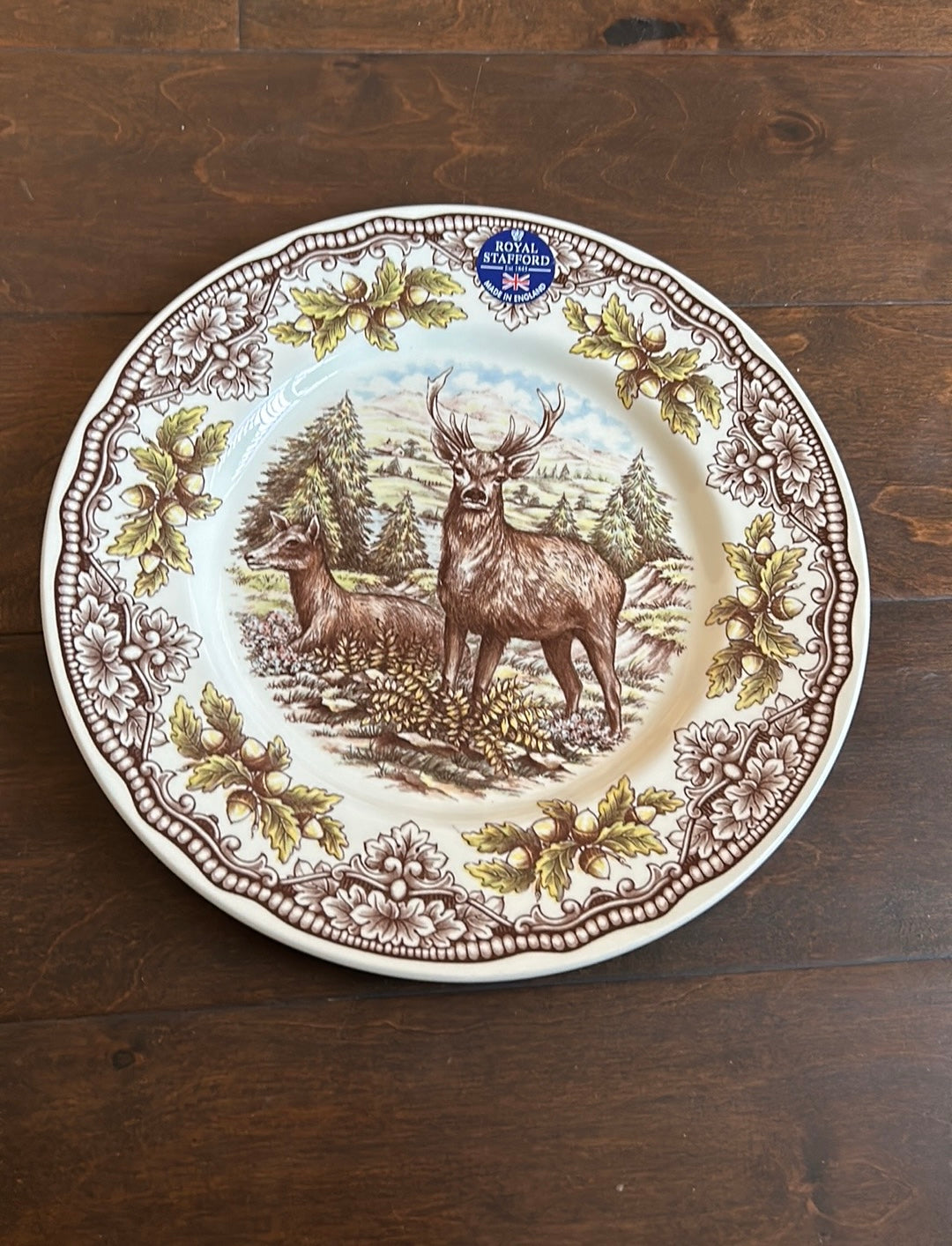 X3 Royal Stafford Stag Deer Plates New Fall Thanksgiving 11”