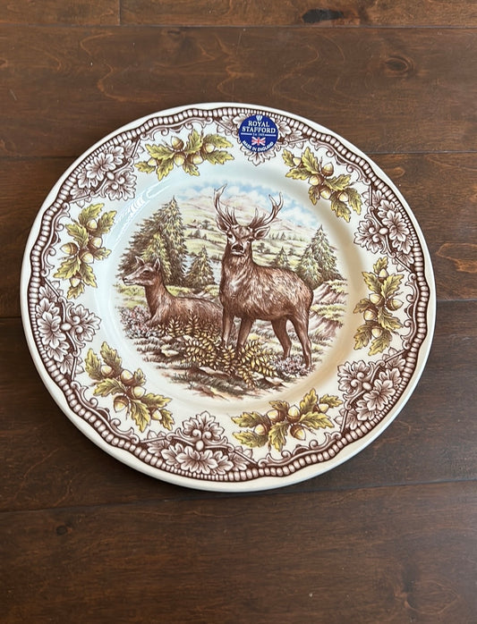 X3 Royal Stafford Stag Deer Plates New Fall Thanksgiving 11”