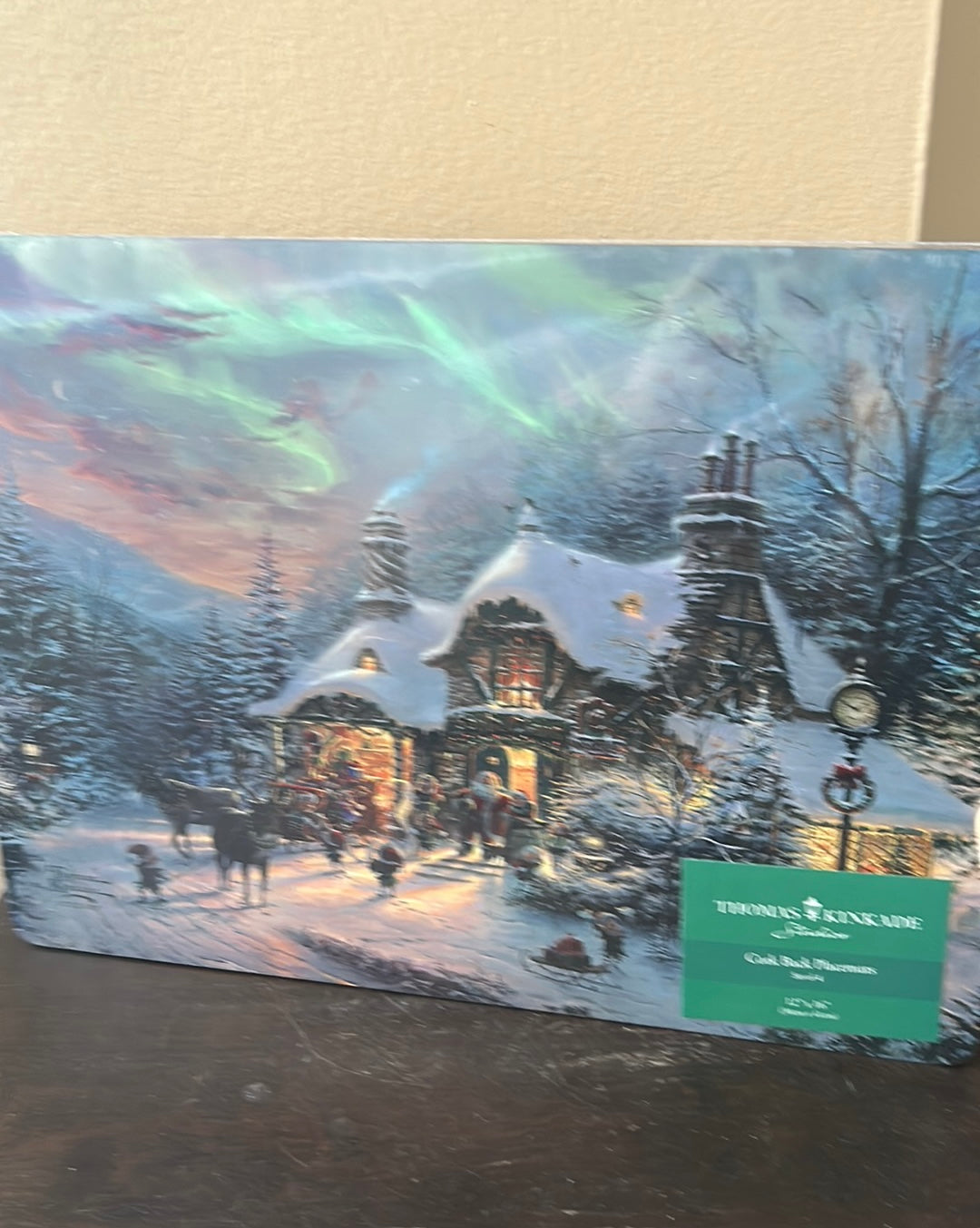 Thomas Kinkade Set Of 4 Cork Placemats New Christmas Scene Santa Kids Snow