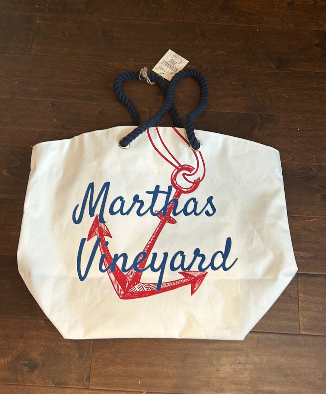 Martha’s Vineyard Anchor Reusable Tote bag new Structured Canvas Rope Handle