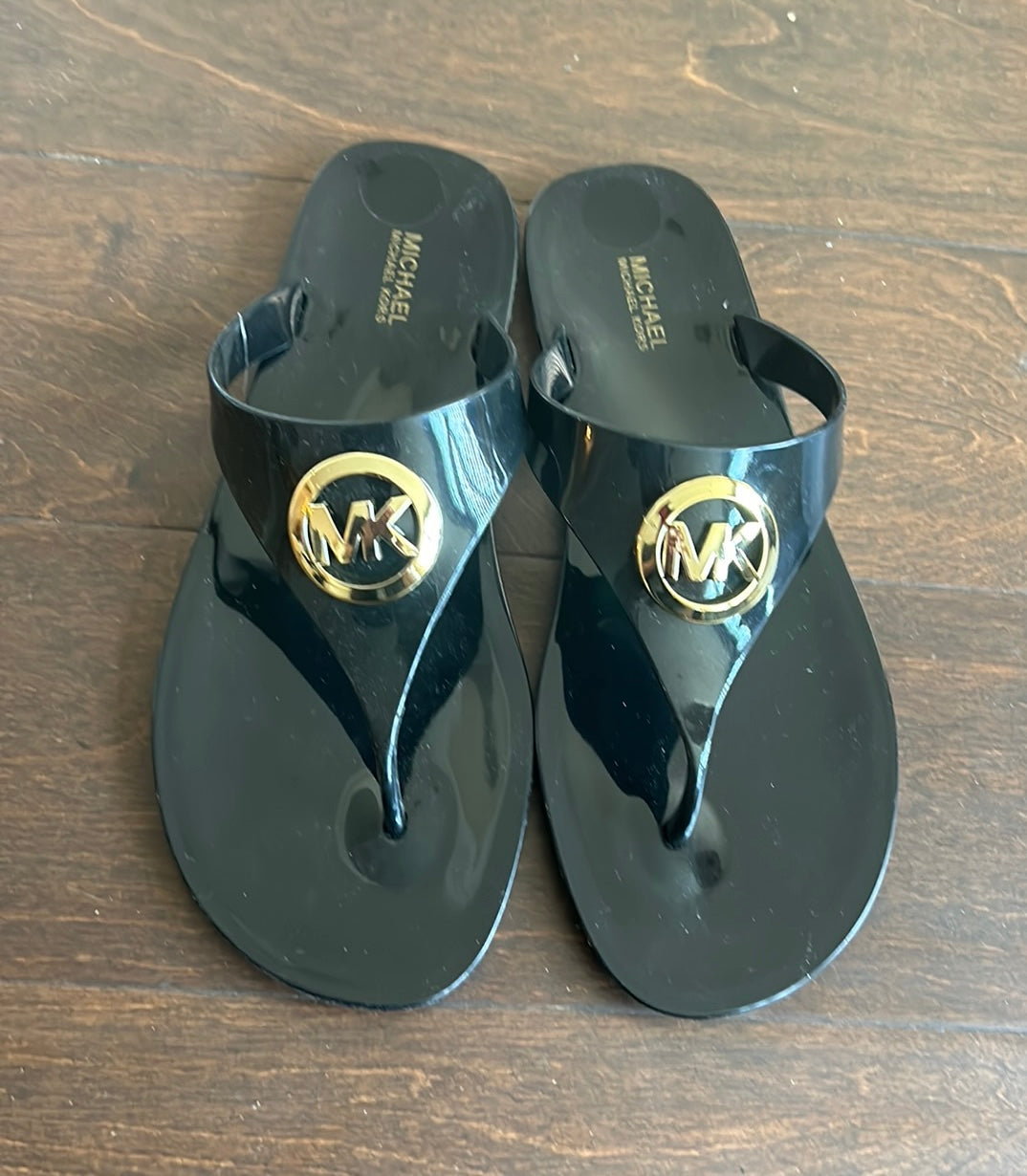 Michael Kors Thong Black MK Logo Jelly PVC Thong Sandals