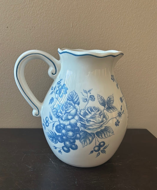 Cute Blue & White Easter Theme Bunny Pitcher New Floral