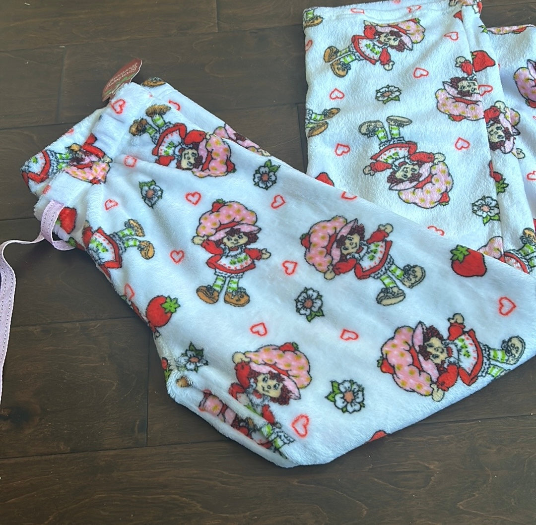 Strawberry Shortcake Womens Pajama Pants Plush Hearts Beale Tunes Day Sz M