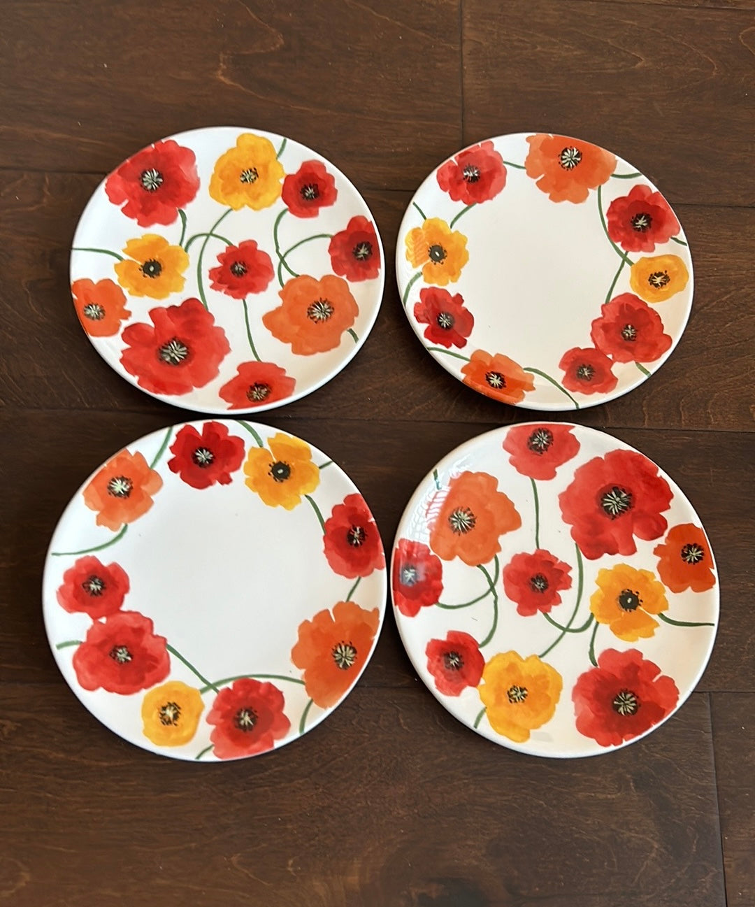 Set Of 4 Floral Appetizer Dessert Plates New Ceramic