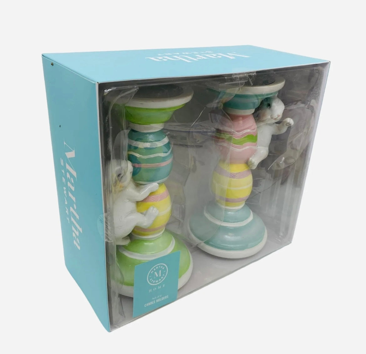 NEW Martha Stewart Easter Bunny  2024 Pastel Bunny Candle Holders Set of 2