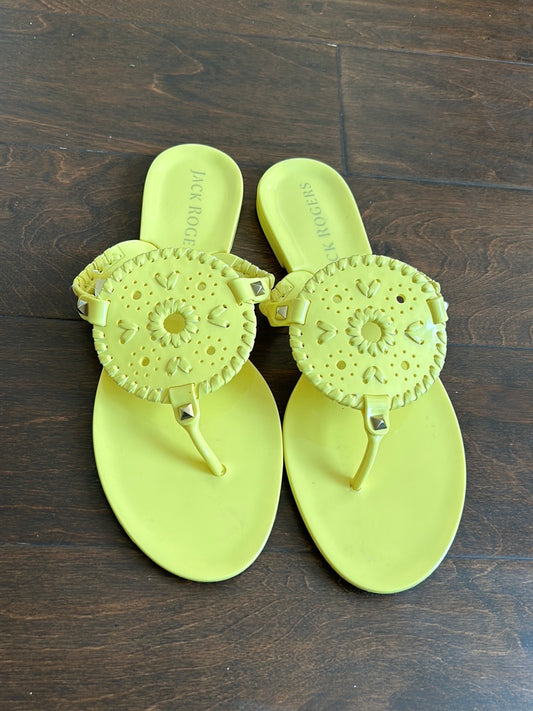 Jack Rogers Georgica  Yellow Jelly Thong Sandal Flip Flops Women Sz 9