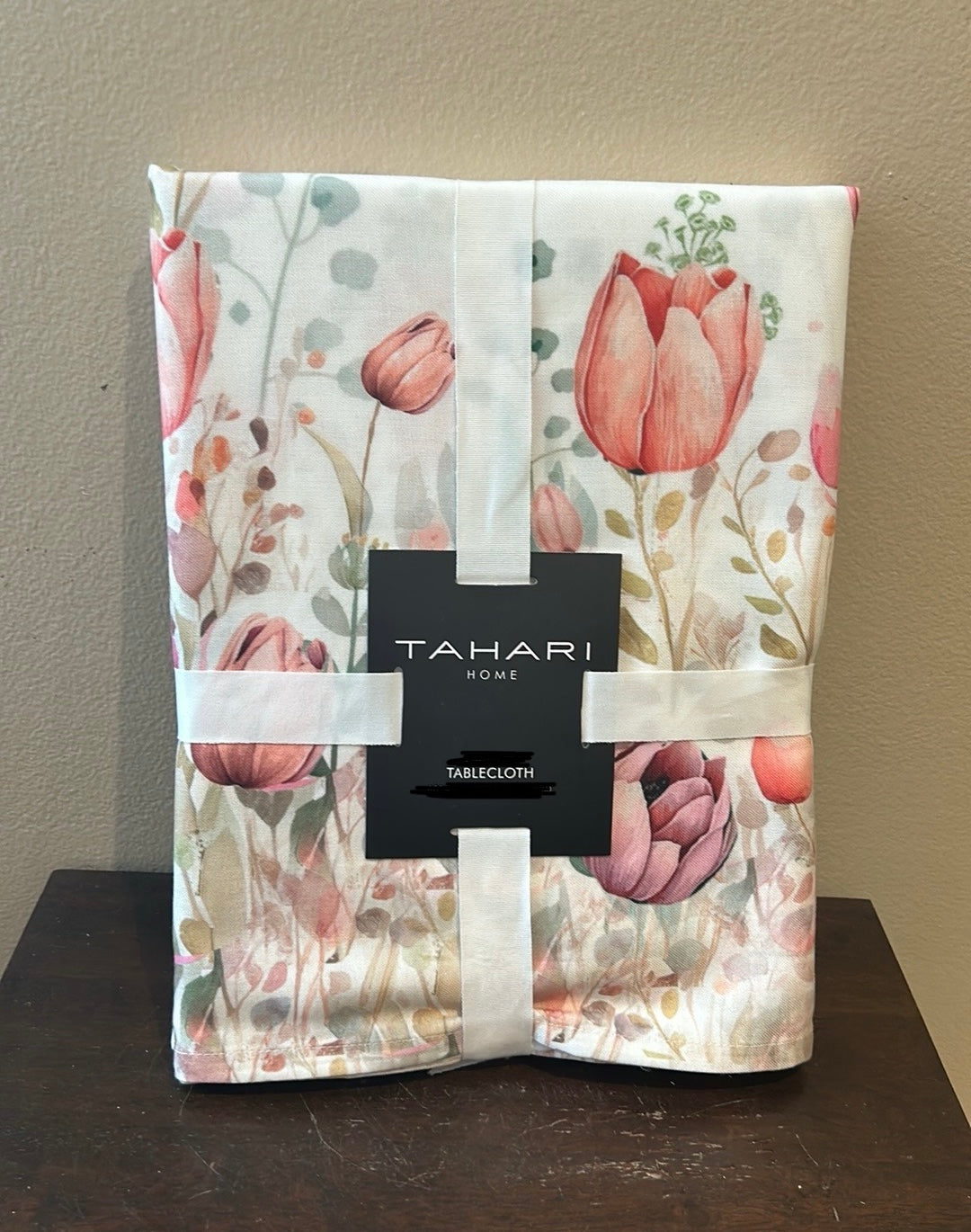 Tahari Tablecloth 60”x84” Spring Easter Floral New Pink Tulips Butterflies New